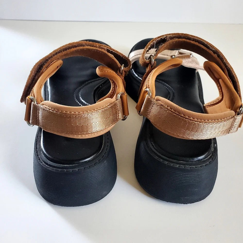 Zara Tan and Black Platform Sandals with Closure Size 9.5 - Picture 3 of 10